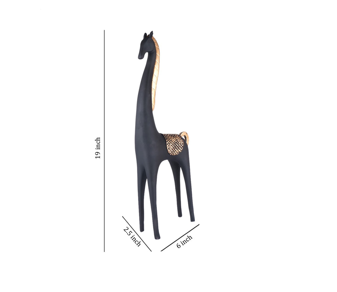 Black Polyresin Giraffe Sculpture | Black Premium Polyresin Giraffe Art Sculpture