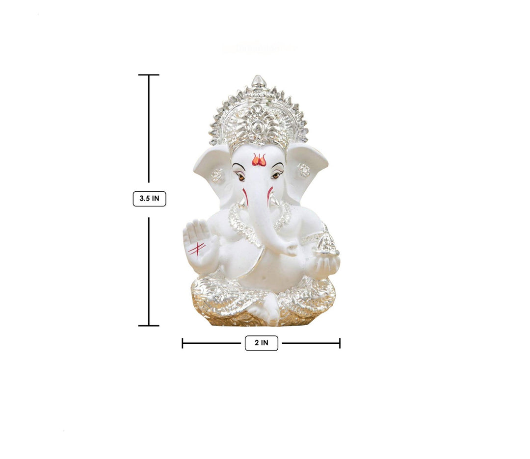 Charming Small Silver Plated Mukut Ganesha Showpiece