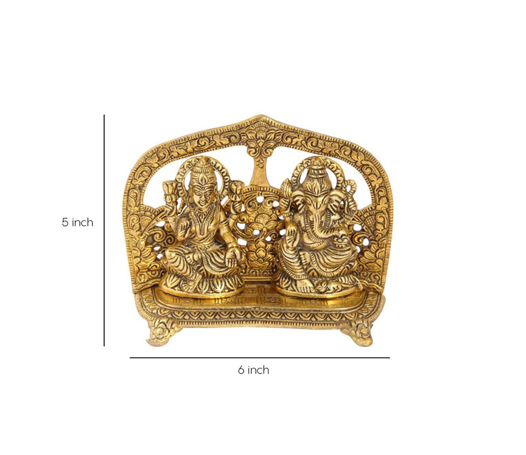 Captivating Gold-Plated Lakshmi and Ganesha with Archway