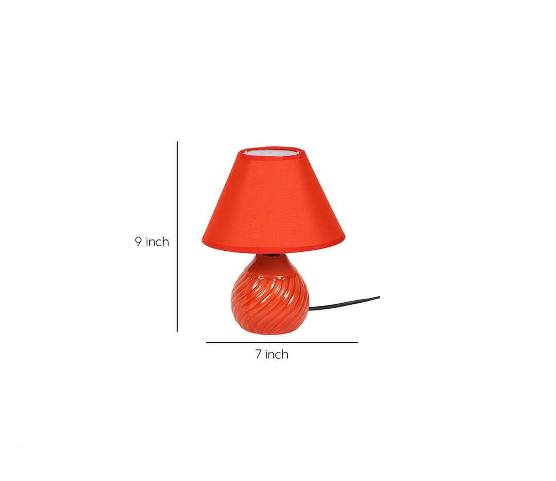 Vintage Red Ceramic Table Lamp (22.9 cm H)