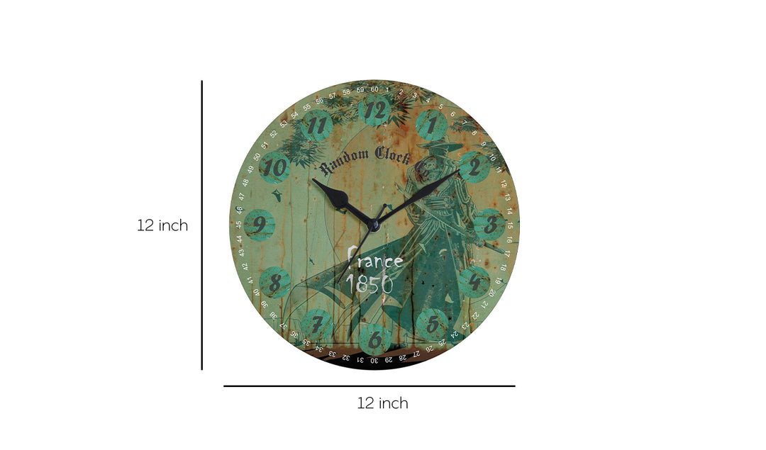 Green Rustic Wooden Wall Clock