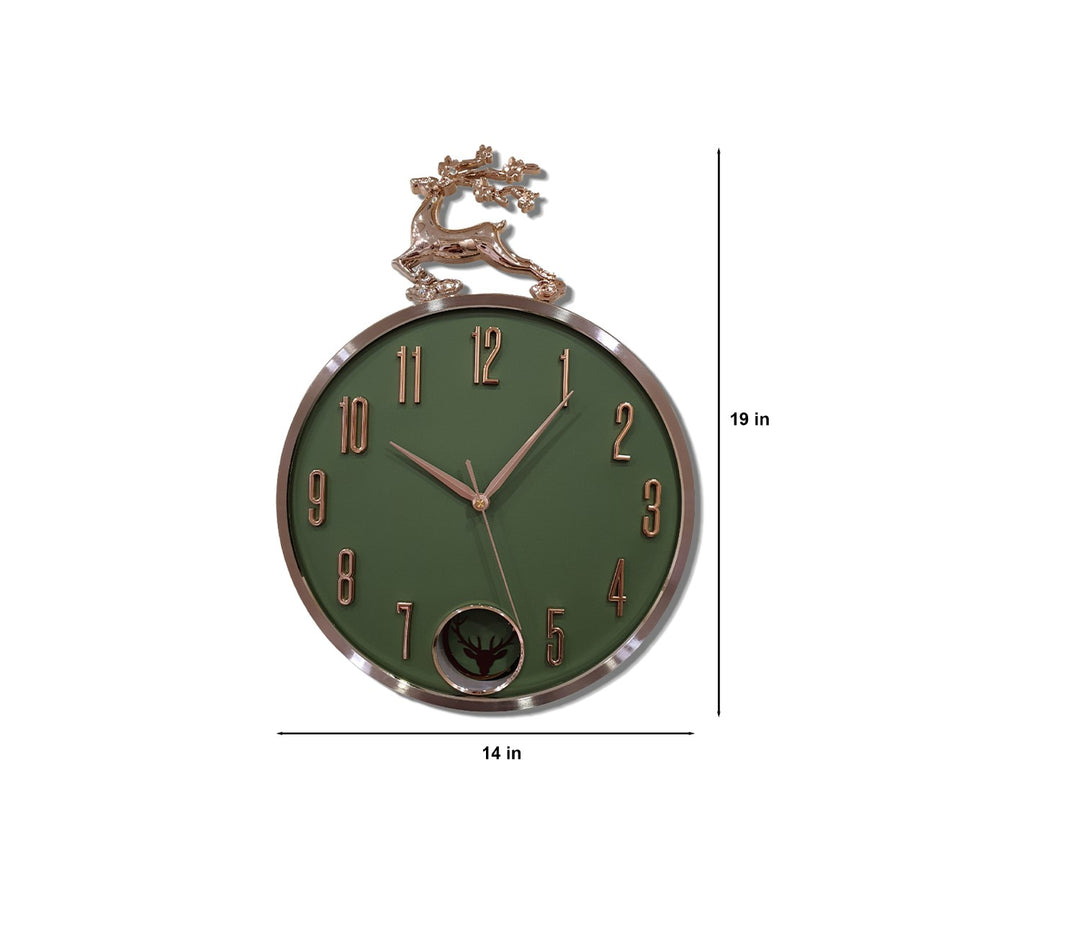Modern Green Reindeer Pendulum Wall Clock