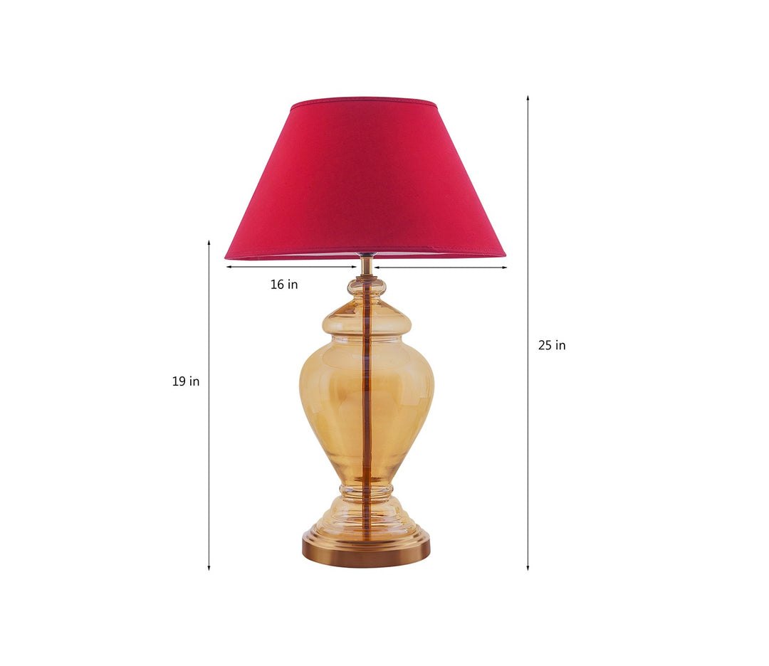 Pablo Amber Glass Table Lamp (Maroon Shade)