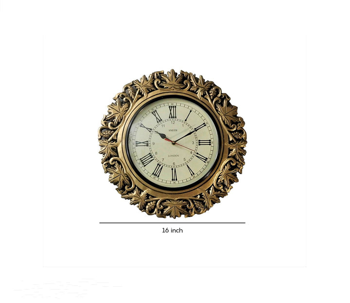 Elegant Golden Grapevine Analog Wall Clock