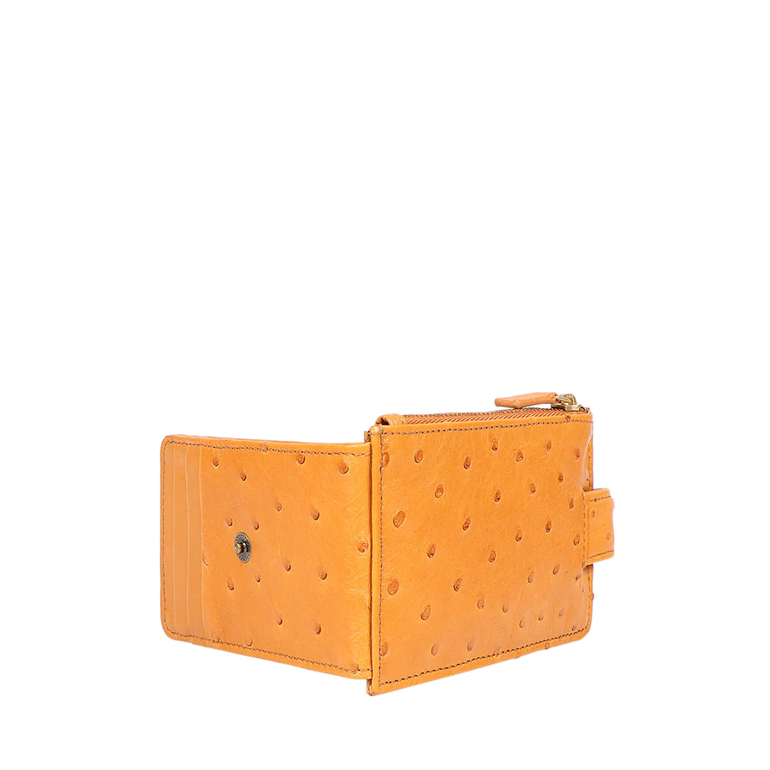 tan Leather Card Holder | Elegant Ostrich Leather Card Holder