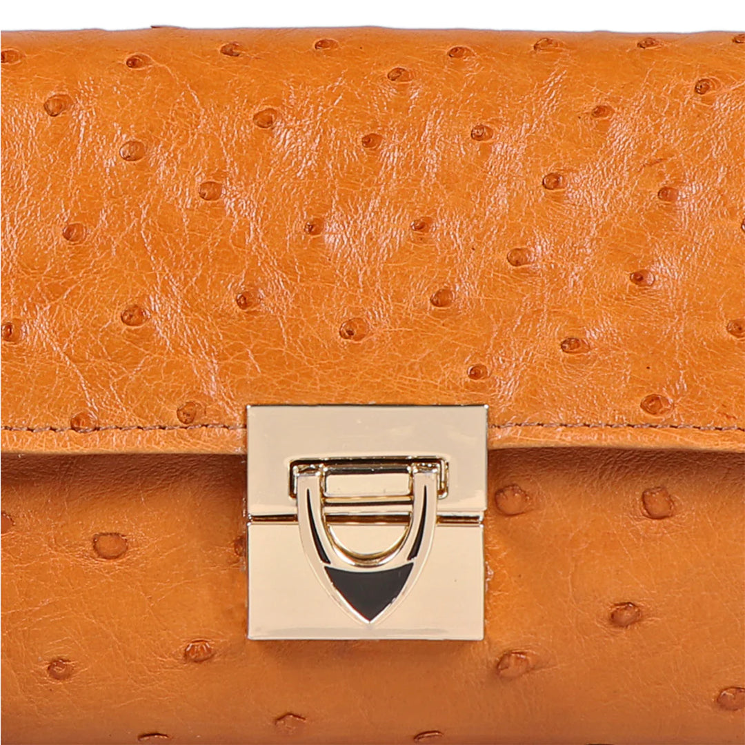 Violet Leather Sling Wallet | Signature Ostrich Leather Sling Wallet