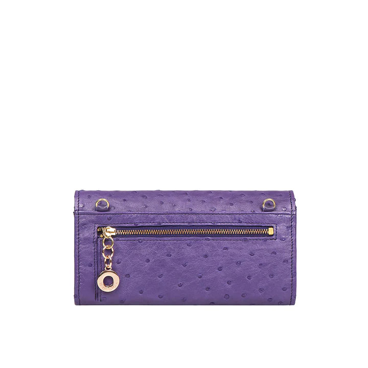 Violet Leather Sling Wallet | Signature Ostrich Leather Sling Wallet