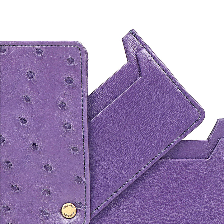 Violet Leather Card Holder | Chic Ostrich Leather Card Holder