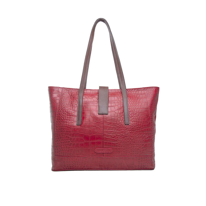 Red Leather Tote Bag | Executive Red Brown Tote