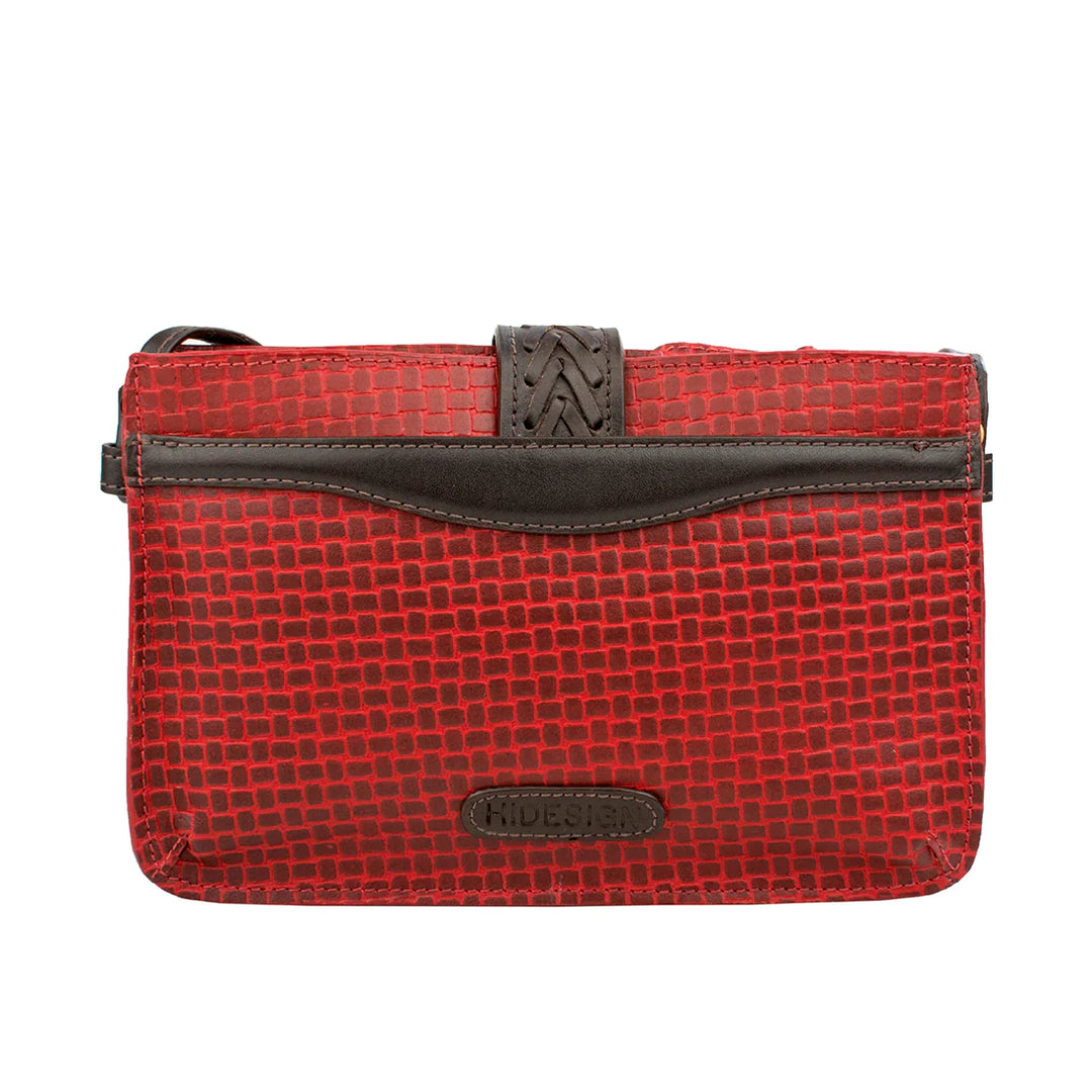 Red Leather Sling Wallet | Marrakech Weave Detail Sling Wallet