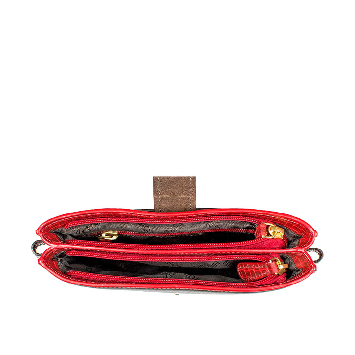 Red Leather Sling Wallet | Marrakech Weave Detail Sling Wallet