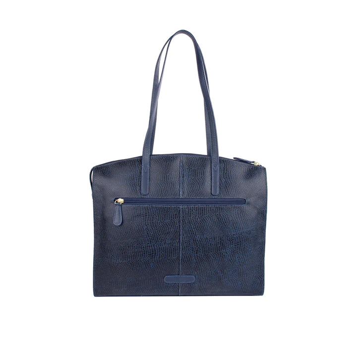Blue Leather Tote Bag | Modern Blue Elegance Tote