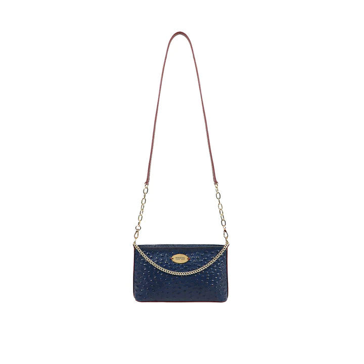 Blue Leather Sling Bag | Stylish Mn Blue Ostrich Embossed Sling Bag