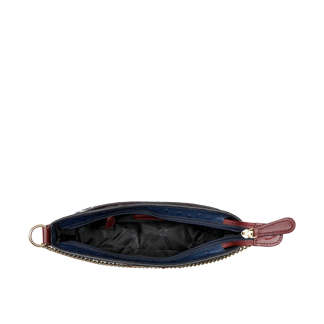 Blue Leather Sling Bag | Stylish Mn Blue Ostrich Embossed Sling Bag