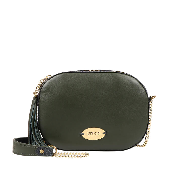 Green Leather Sling Bag | Elegant Emerald Morocco Sling Bag