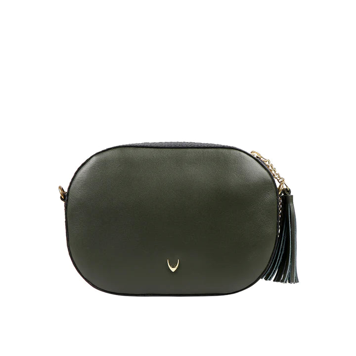 Green Leather Sling Bag | Elegant Emerald Morocco Sling Bag