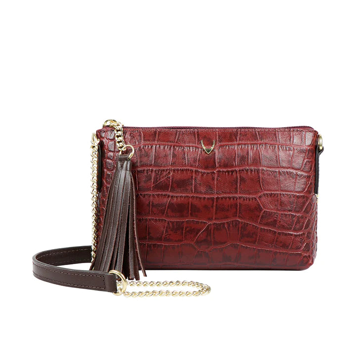 Brown Leather Sling Wallet | Chic Elegance Chain Sling Wallet