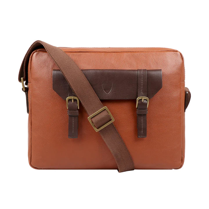 Tan Leather Men's Crossbody Bag, Adjustable Strap | Tan Men's Crossbody Bag