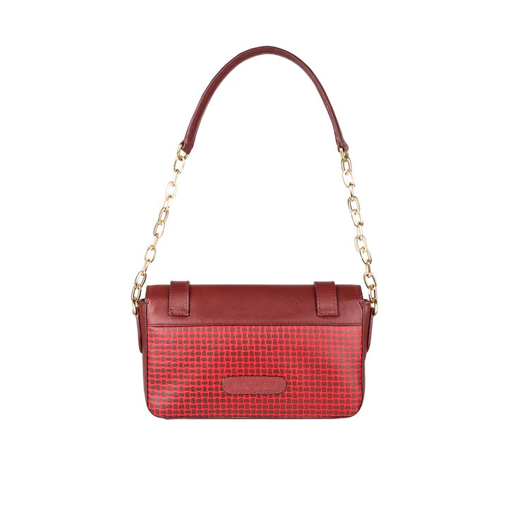 Red Leather Shoulder Bag | Venus Glamour Red Shoulder Bag