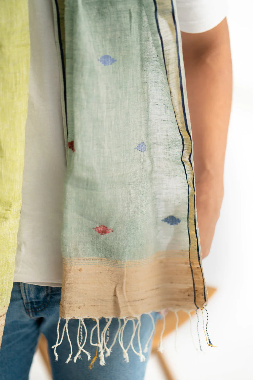 Pretence Handwoven Linen Stole | Pretence Handwoven Linen Stole - Multi Color