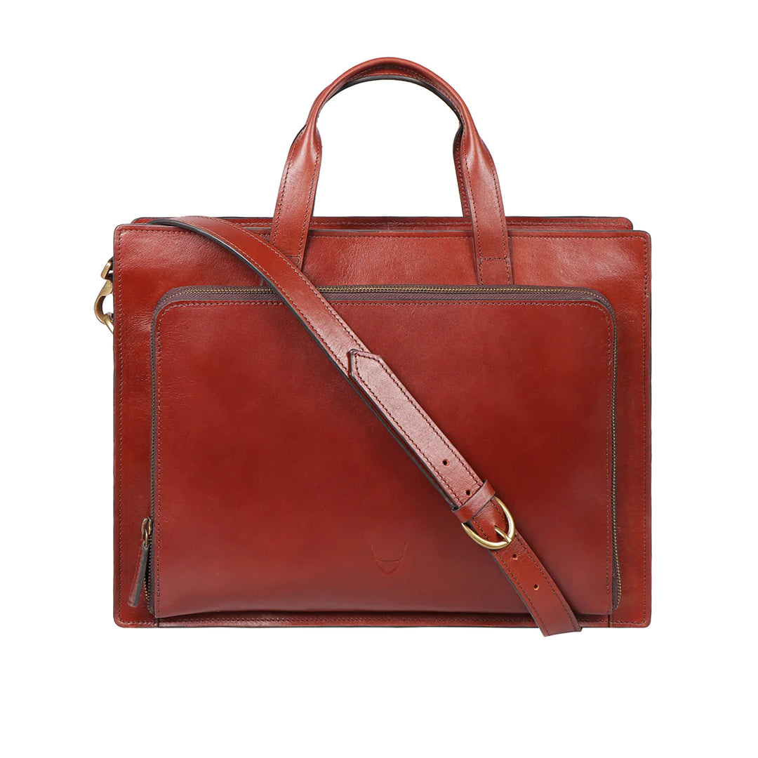 Tan Leather Men's Briefcase, Adjustable Strap | Tan E.I Cow Men's Briefcase
