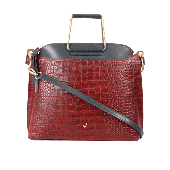 Red Leather Satchel Bag | Stylish Dual Tone Satchel Bag