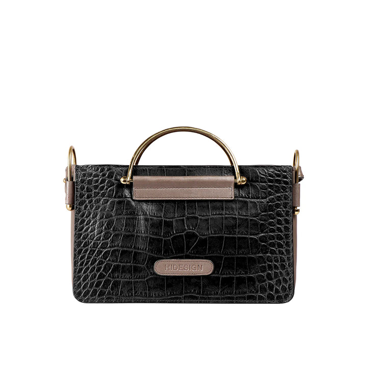 Black Leather Sling Bag | Chic Black Met Croco Reg Sling Bag