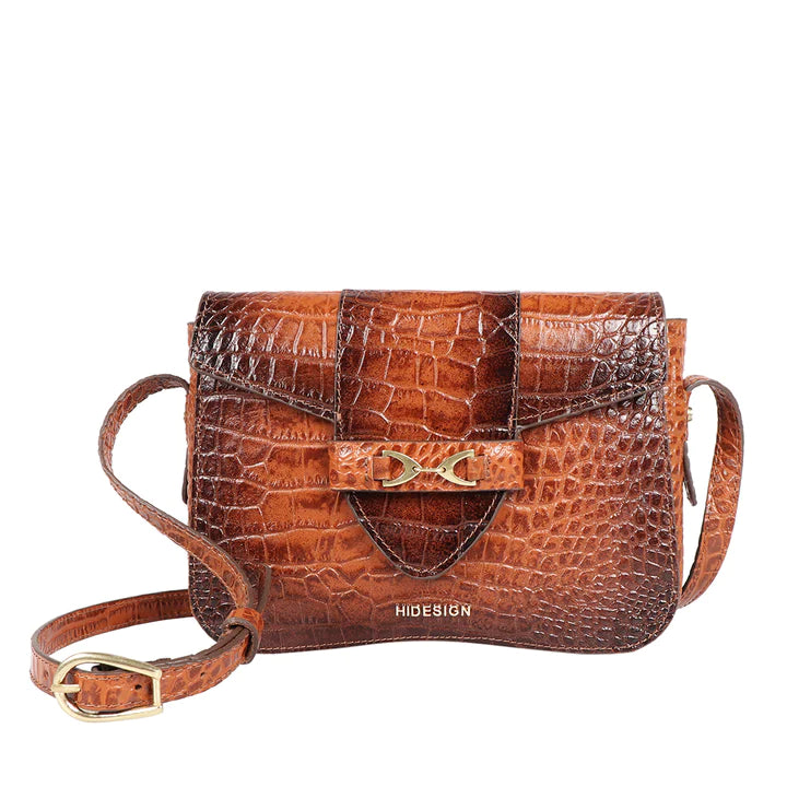 Tangerine Leather Sling Bag | Timeless Tangerine Croco Leather Sling Bag