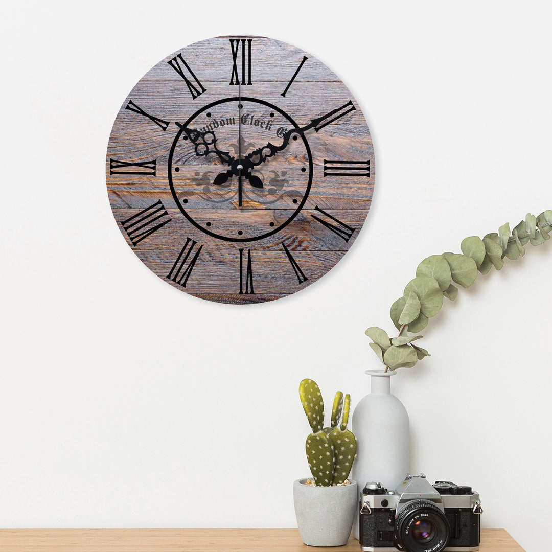Beige Rustic Chic Wooden Wall Clock
