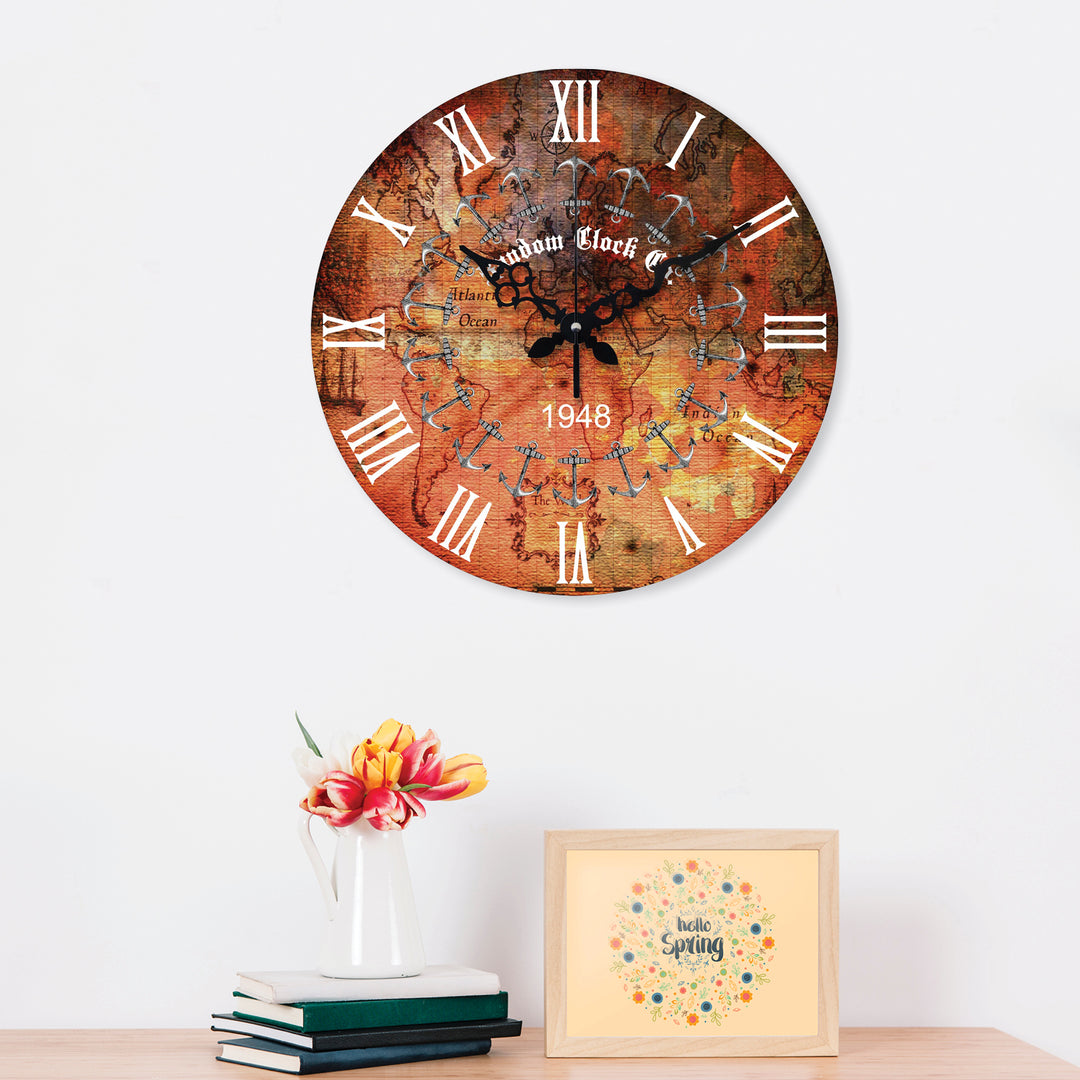 Rustic Sparkling Wooden Wall Clock 15-Inch