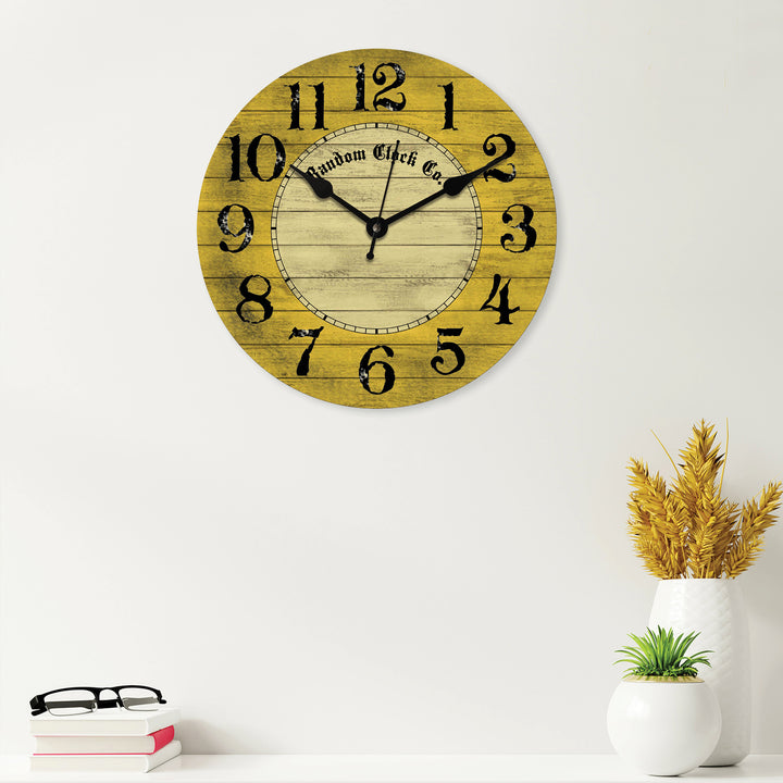 Rustic Golden Wooden Wall Clock