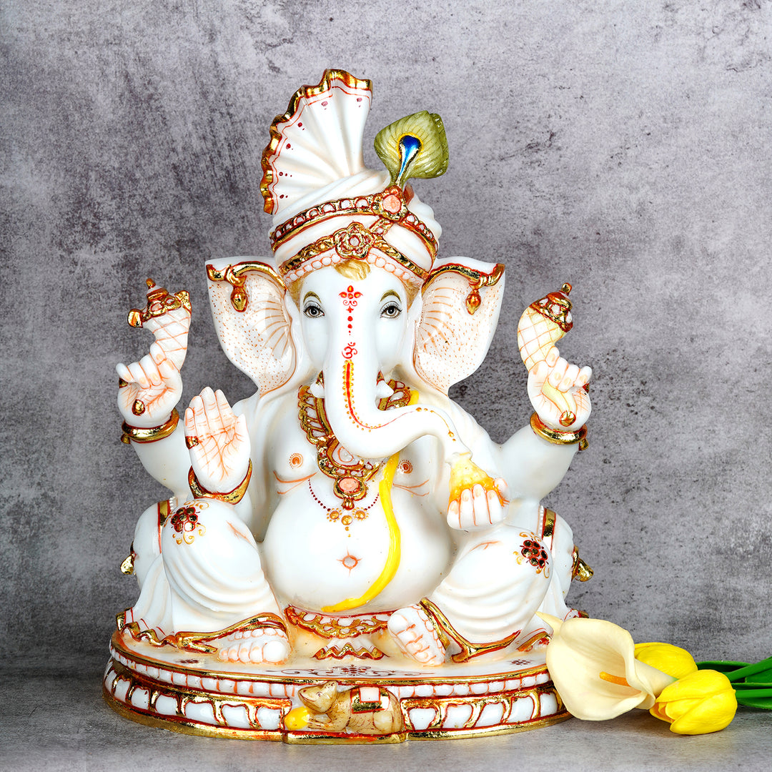 Marble White Handcrafted Ganesha