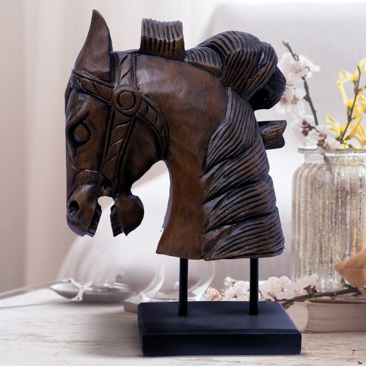 Brown Antique Feng Shui Horse Sculpture | Brown Premium Antique Feng Shui Horse