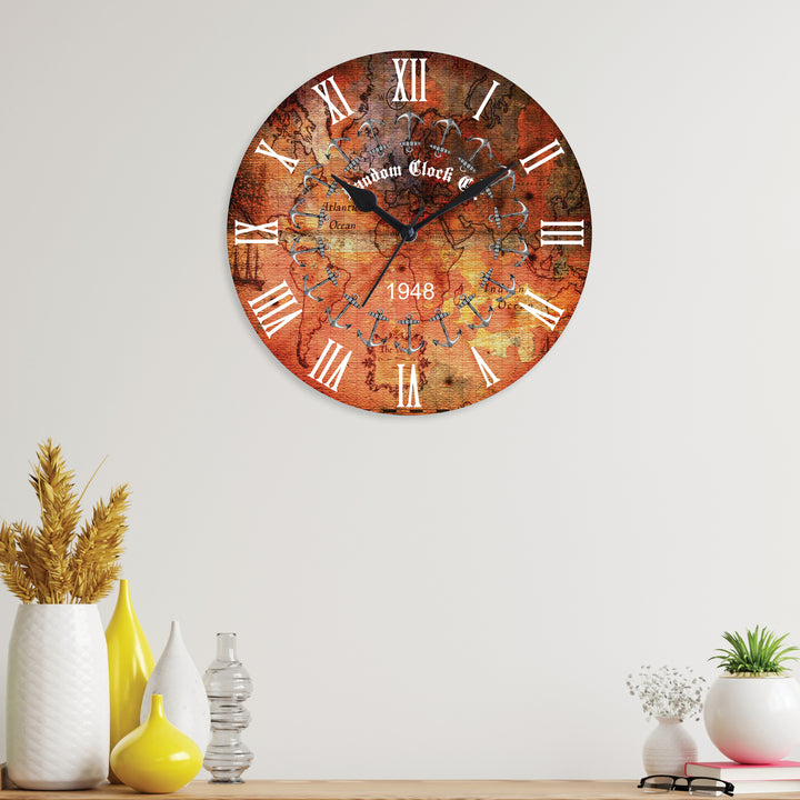 Multicolor Rustic Sparkling Wooden Wall Clock