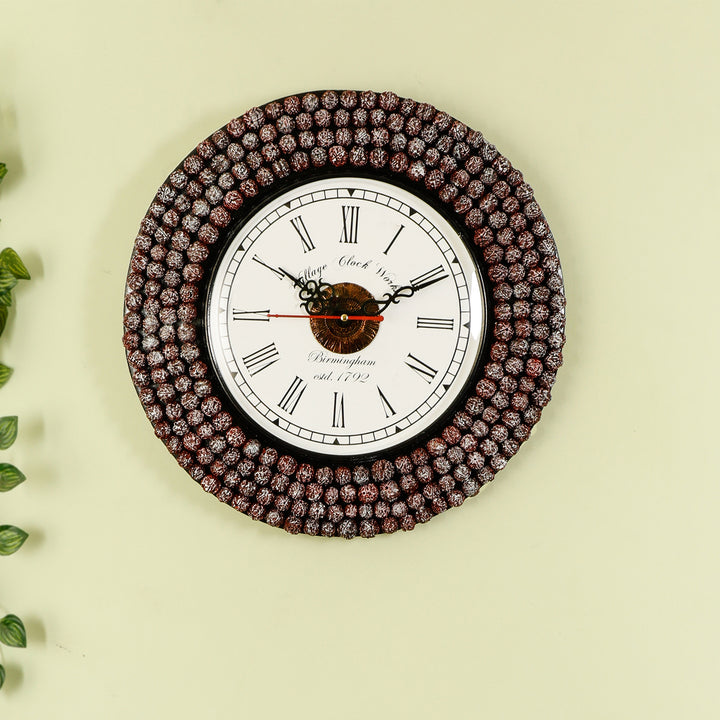 Wooden Wall Clock with Floral Design