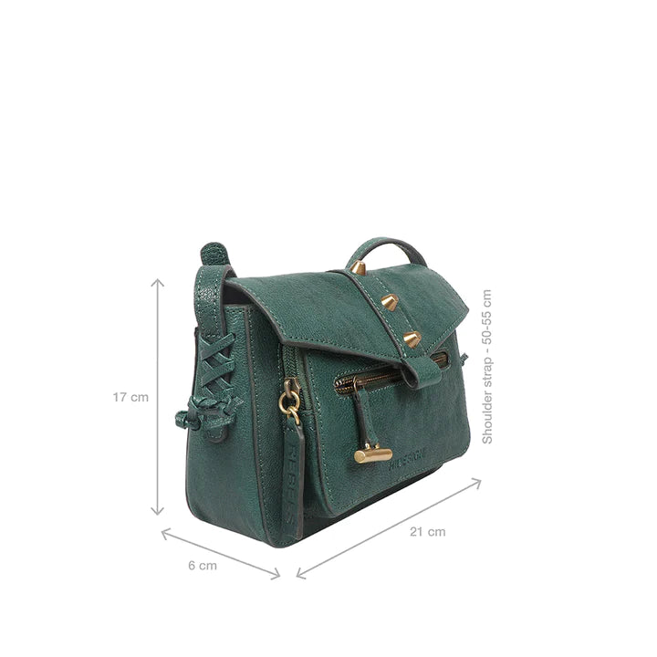 Green Leather Sling Bag | Rebel Chic Vegetable-Tanned Leather Sling Bag