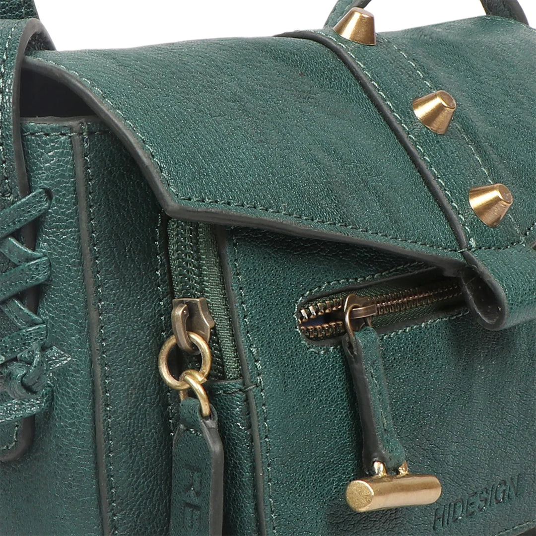Green Leather Sling Bag | Rebel Chic Vegetable-Tanned Leather Sling Bag