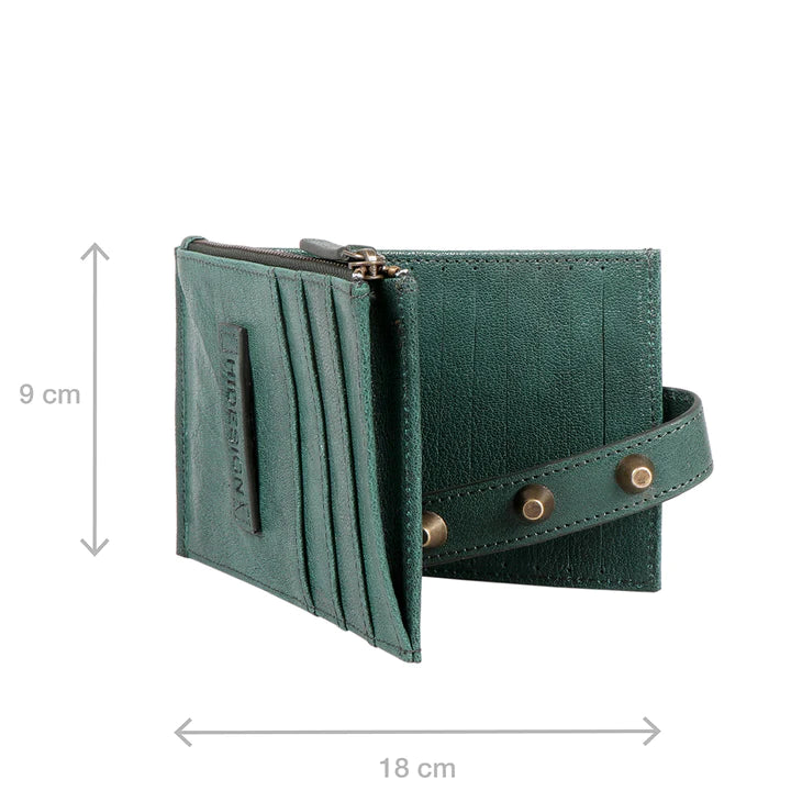 Green Leather Bi-Fold Wallet | Brass Accent Bi-Fold Wallet