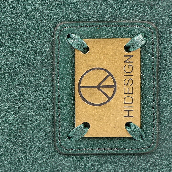 Green Leather Bi-Fold Wallet | Brass Accent Bi-Fold Wallet