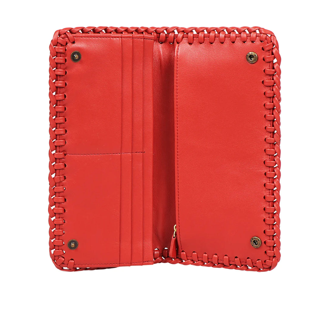 Red Leather Bi-Fold Wallet | Contemporary Deer Leather Bi-Fold Wallet
