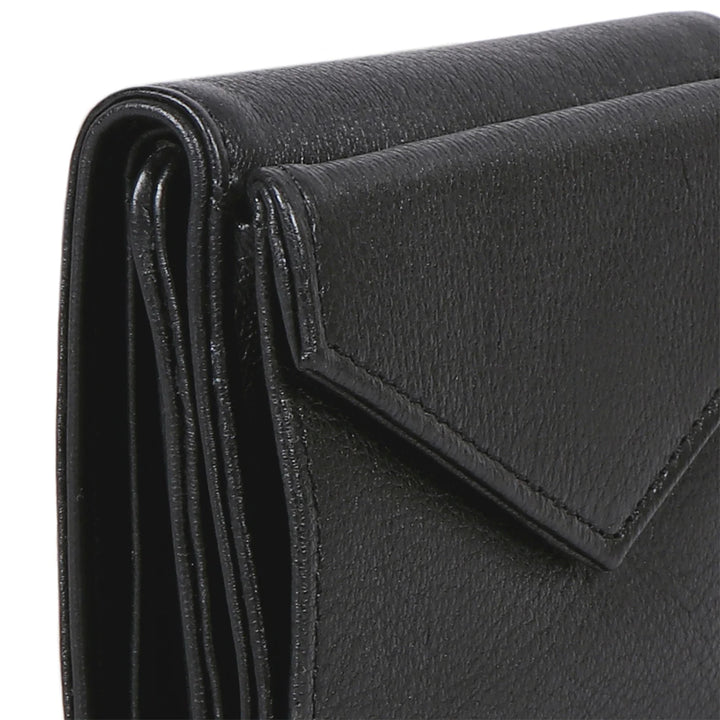 Green Leather Tri-Fold Wallet | Envelope Charm Tri-Fold Wallet