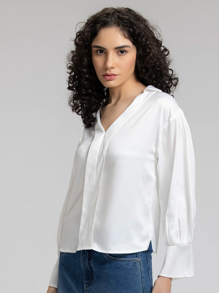 White Shirt Top | Luxe Chic White Shirt Top