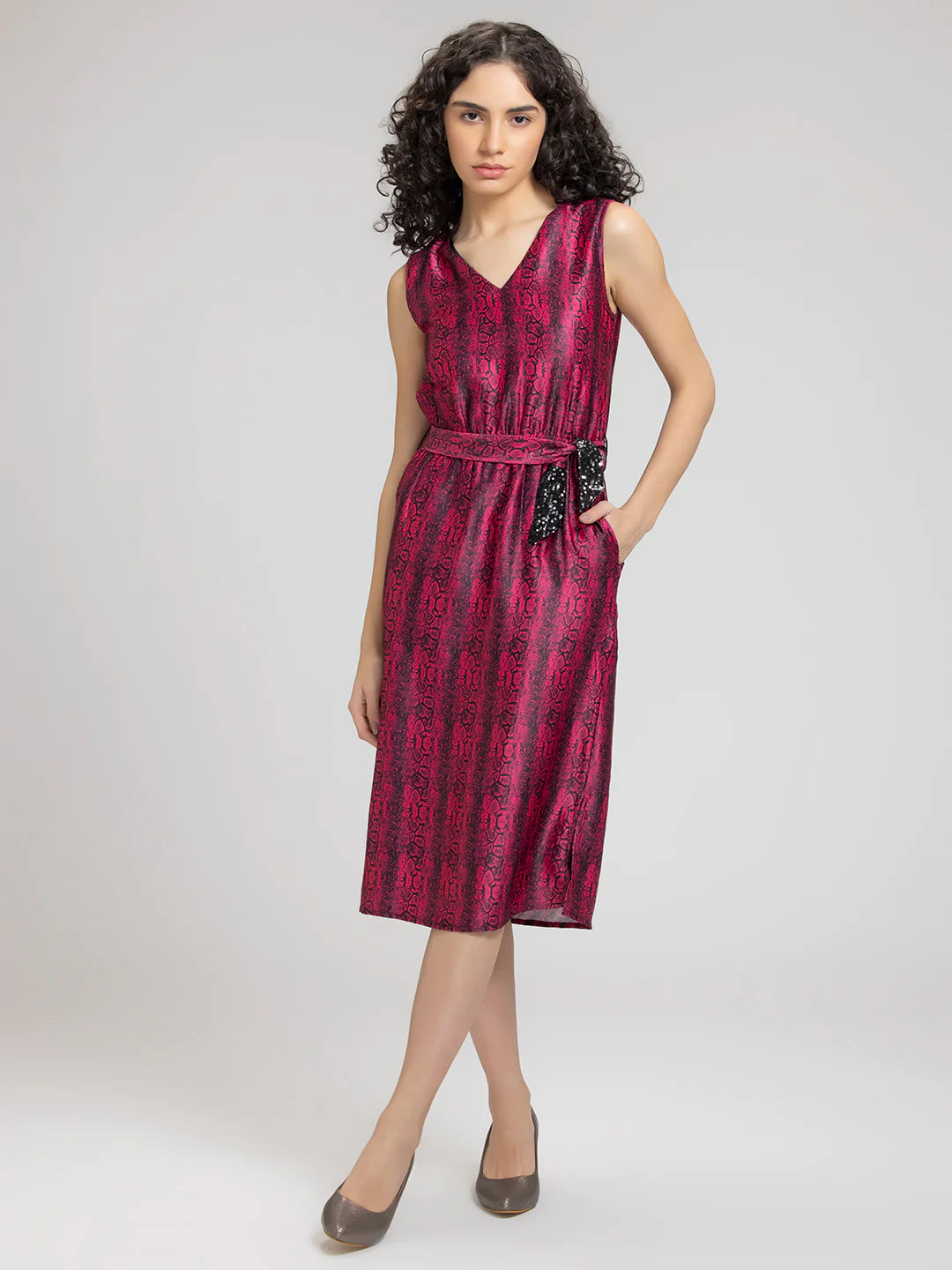 Snakeskin Midi Dress | Sizzling Snakeskin Print Midi Dress