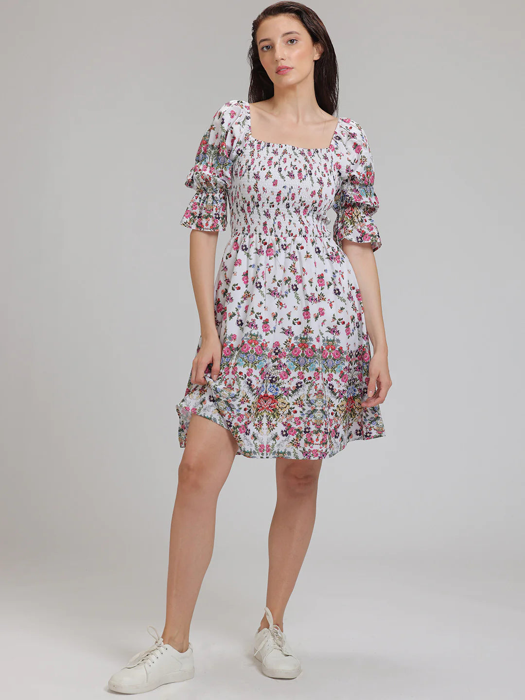 Sleeve Cutout Dress for Women | Puff Sleeve Cutout Charm Dress
