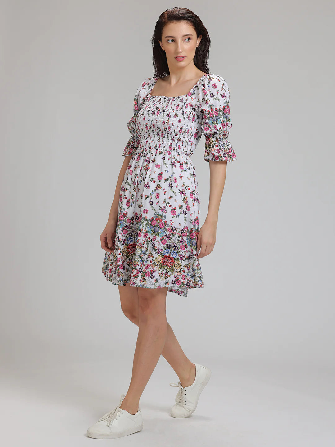 Sleeve Cutout Dress for Women | Puff Sleeve Cutout Charm Dress