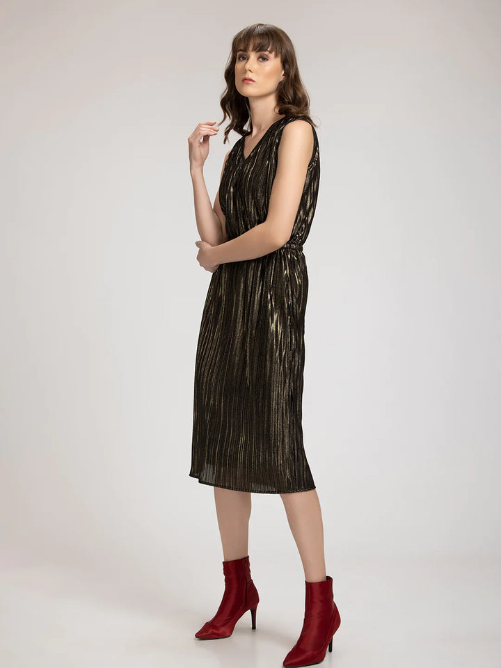 V-Neck Midi Dress | Dazzling V-Neck Sleeveless Midi Dress