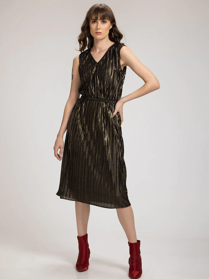 V-Neck Midi Dress | Dazzling V-Neck Sleeveless Midi Dress