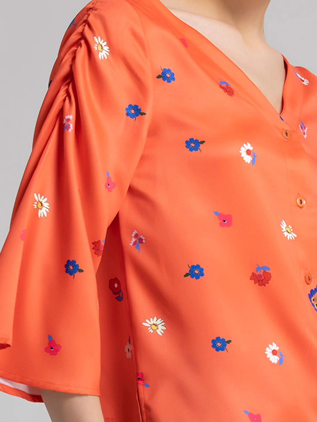 Floral Print Shirt for Women | Vibrant Floral Print Satin Shirt