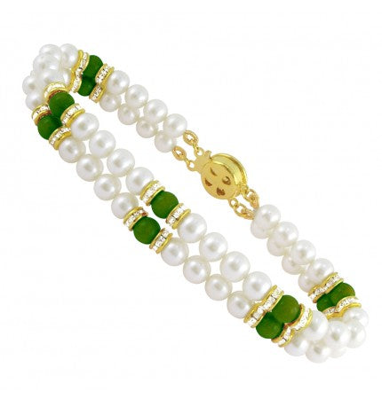 Green Stone Pearl Bracelet | Enchanting Green Harmony Bracelet