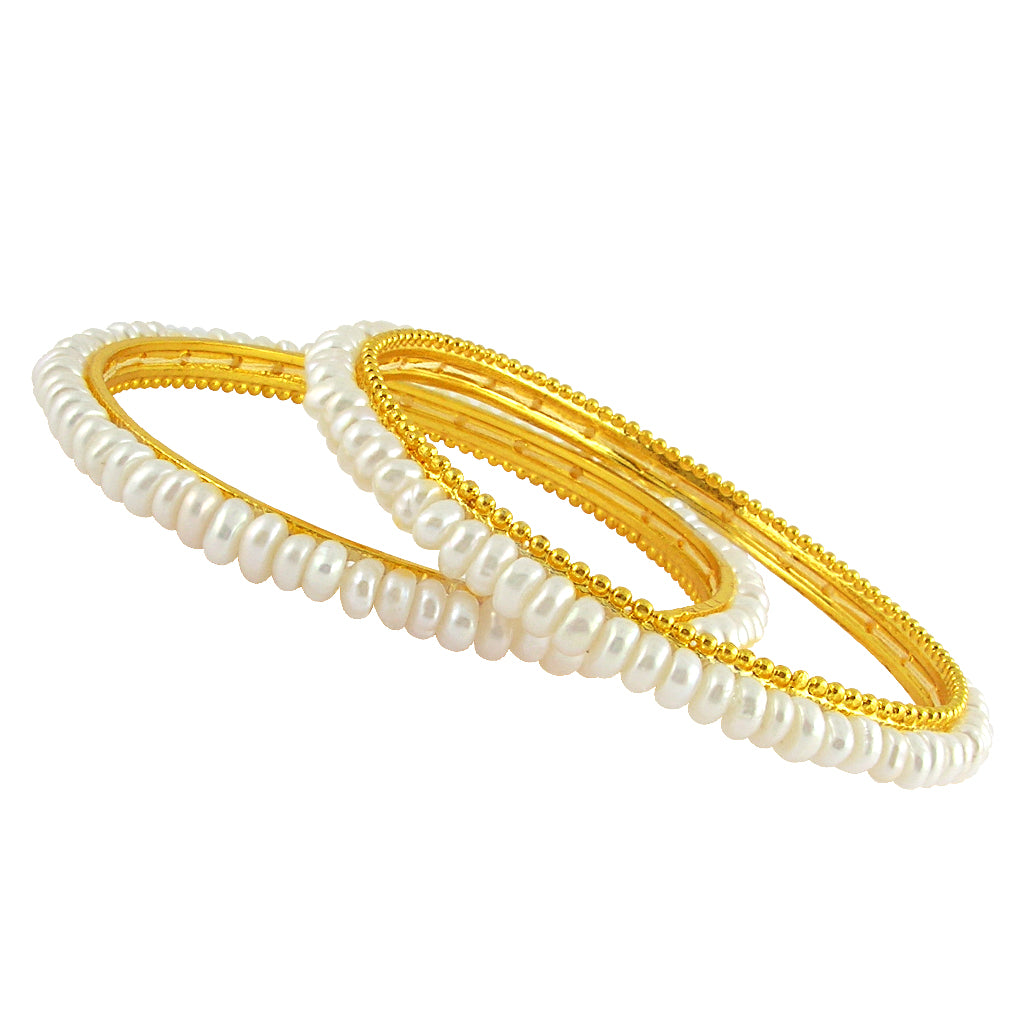 Button Pearl Bangles: 6-6.5 Inch Length, 4-5 MM Size, AA-Grade Quality | Classic Button Pearl Bangles